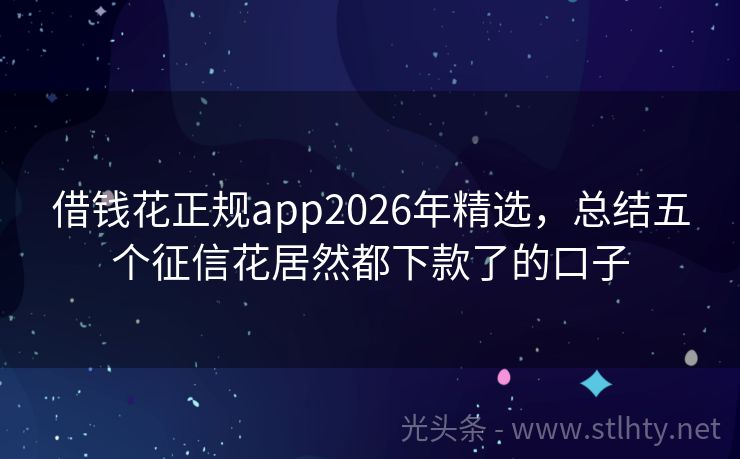借钱花正规app2026年精选，总结五个征信花居然都下款了的口子