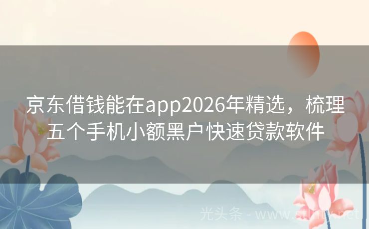京东借钱能在app2026年精选，梳理五个手机小额黑户快速贷款软件