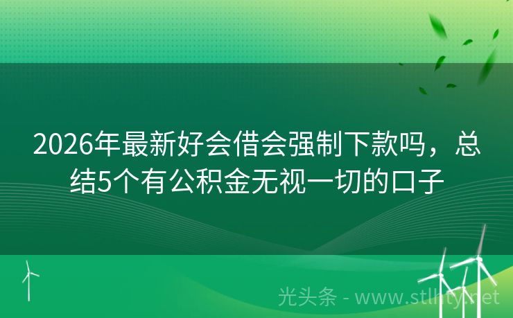 2026年最新好会借会强制下款吗，总结5个有公积金无视一切的口子