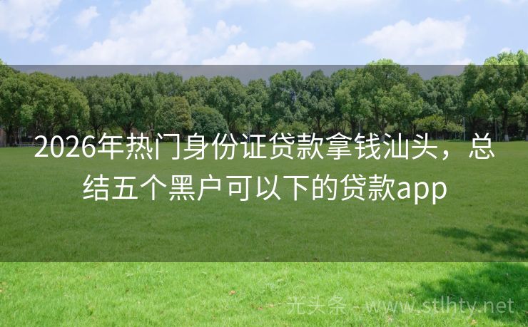 2026年热门身份证贷款拿钱汕头，总结五个黑户可以下的贷款app