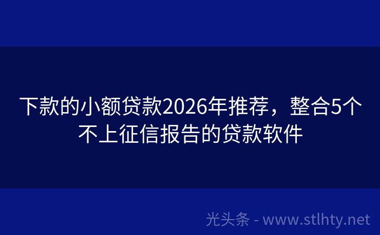 下款的小额贷款2026年推荐，整合5个不上征信报告的贷款软件