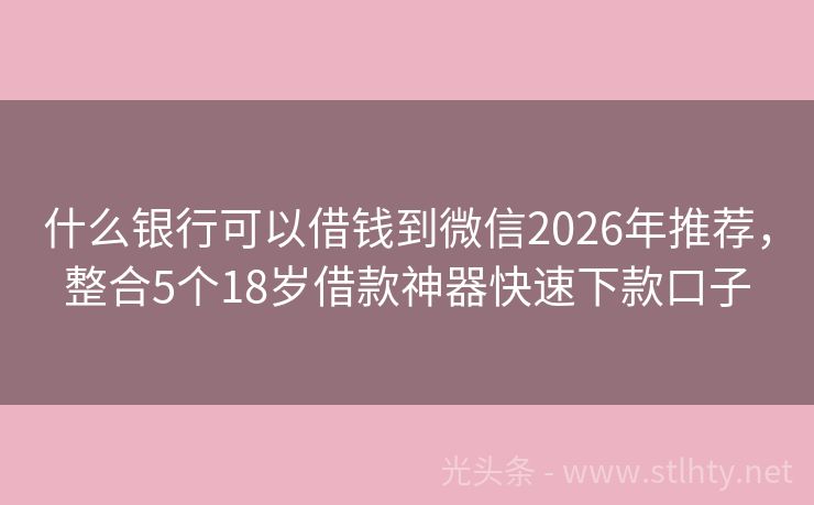 什么银行可以借钱到微信2026年推荐，整合5个18岁借款神器快速下款口子