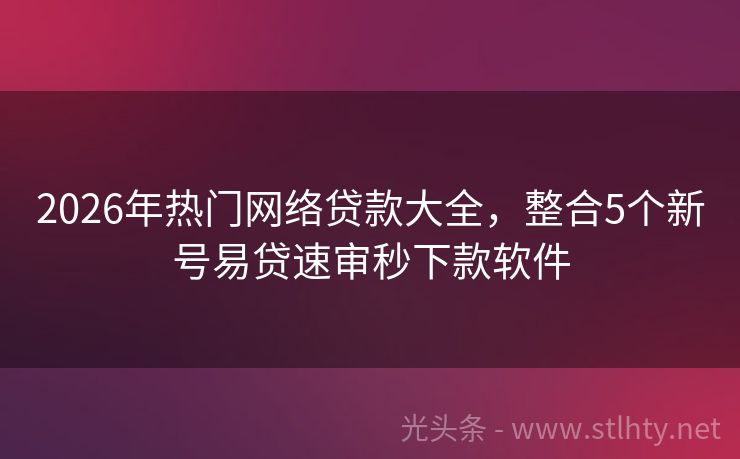 2026年热门网络贷款大全，整合5个新号易贷速审秒下款软件