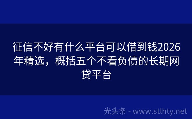 征信不好有什么平台可以借到钱2026年精选，概括五个不看负债的长期网贷平台