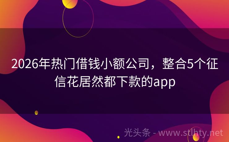 2026年热门借钱小额公司，整合5个征信花居然都下款的app