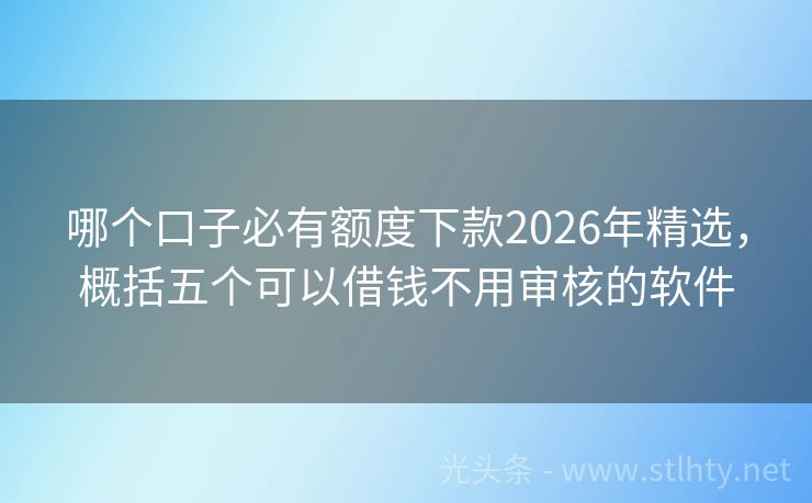哪个口子必有额度下款2026年精选，概括五个可以借钱不用审核的软件