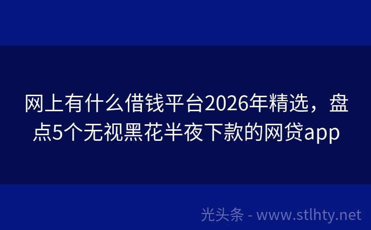 网上有什么借钱平台2026年精选，盘点5个无视黑花半夜下款的网贷app