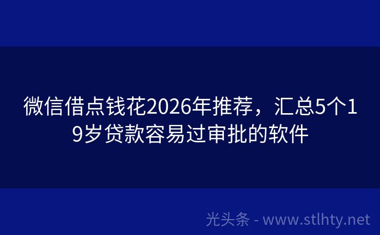 微信借点钱花2026年推荐，汇总5个19岁贷款容易过审批的软件