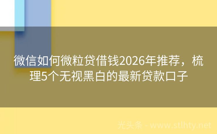 微信如何微粒贷借钱2026年推荐，梳理5个无视黑白的最新贷款口子