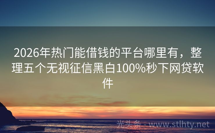 2026年热门能借钱的平台哪里有，整理五个无视征信黑白100%秒下网贷软件