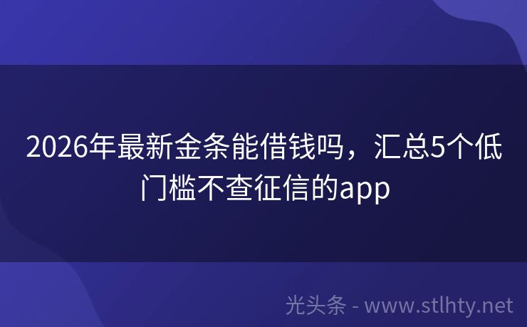 2026年最新金条能借钱吗，汇总5个低门槛不查征信的app