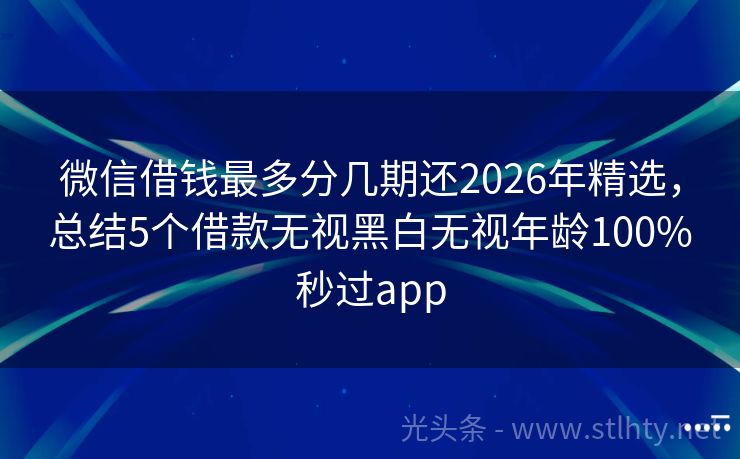 微信借钱最多分几期还2026年精选，总结5个借款无视黑白无视年龄100%秒过app