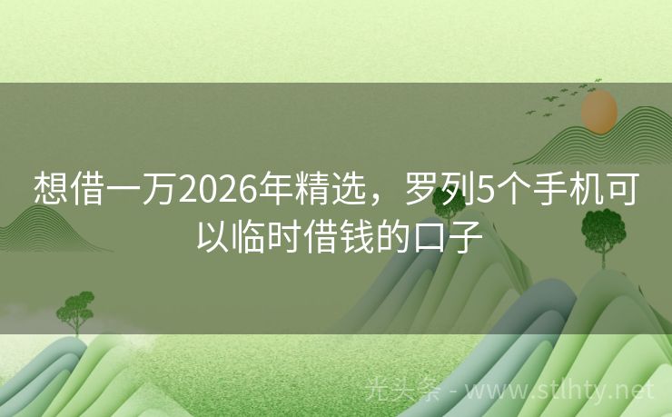 想借一万2026年精选，罗列5个手机可以临时借钱的口子