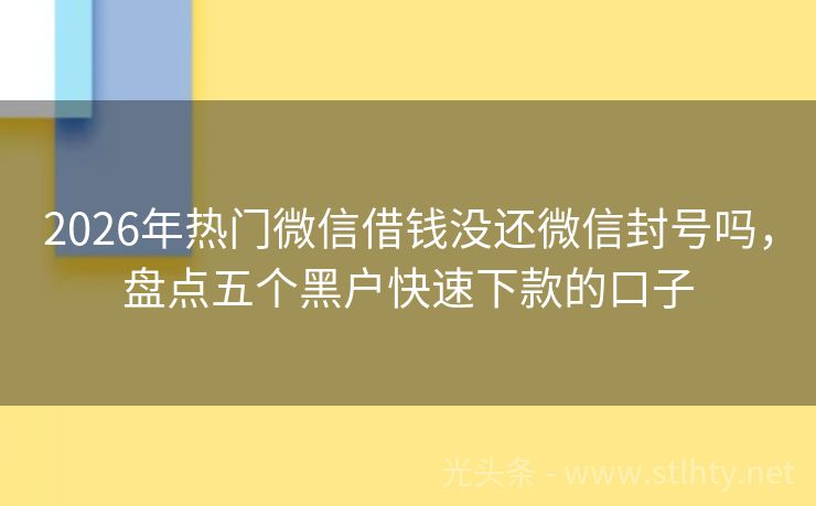 2026年热门微信借钱没还微信封号吗，盘点五个黑户快速下款的口子
