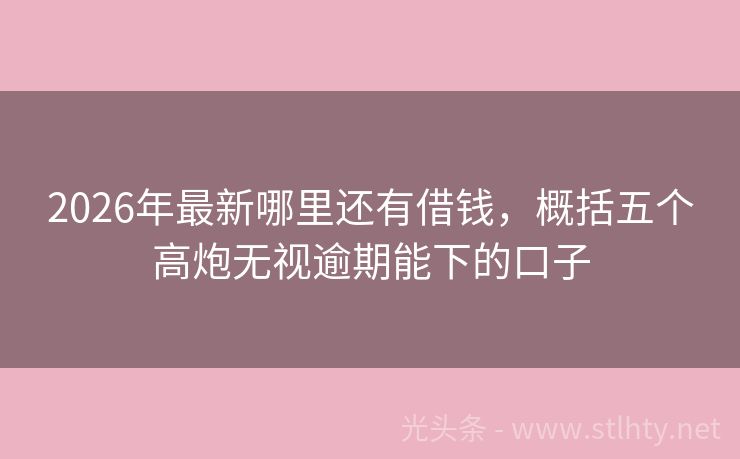 2026年最新哪里还有借钱，概括五个高炮无视逾期能下的口子
