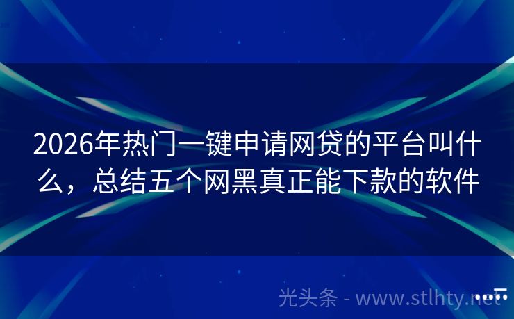 2026年热门一键申请网贷的平台叫什么，总结五个网黑真正能下款的软件