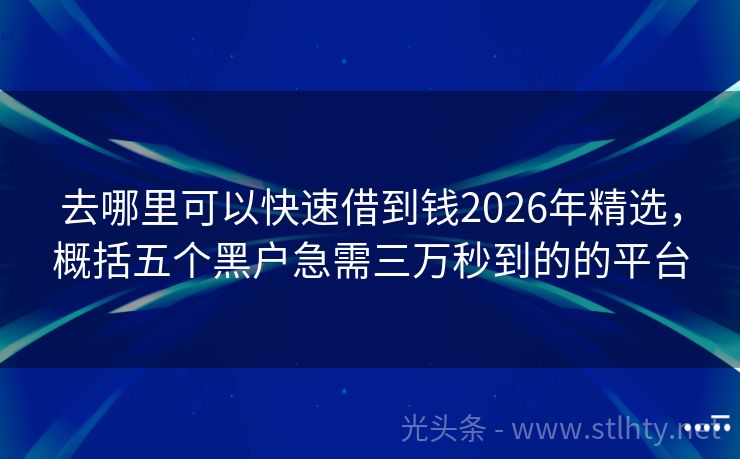 去哪里可以快速借到钱2026年精选，概括五个黑户急需三万秒到的的平台