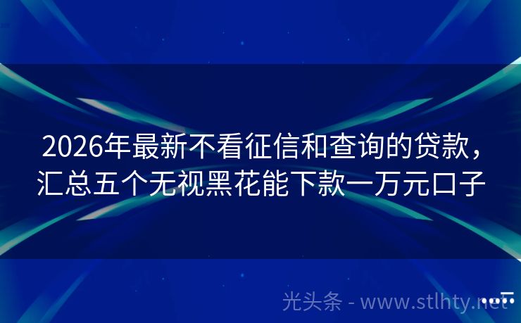 2026年最新不看征信和查询的贷款，汇总五个无视黑花能下款一万元口子