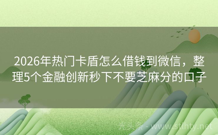 2026年热门卡盾怎么借钱到微信，整理5个金融创新秒下不要芝麻分的口子