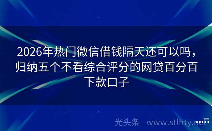 2026年热门微信借钱隔天还可以吗，归纳五个不看综合评分的网贷百分百下款口子