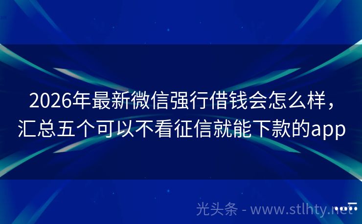 2026年最新微信强行借钱会怎么样，汇总五个可以不看征信就能下款的app