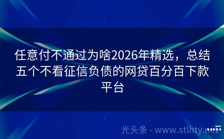 任意付不通过为啥2026年精选，总结五个不看征信负债的网贷百分百下款平台