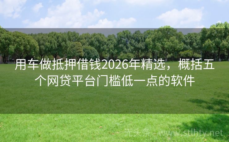 用车做抵押借钱2026年精选，概括五个网贷平台门槛低一点的软件