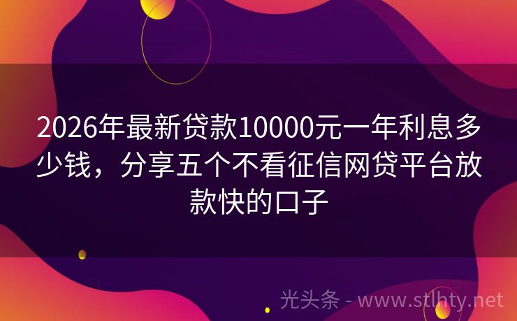 2026年最新贷款10000元一年利息多少钱，分享五个不看征信网贷平台放款快的口子
