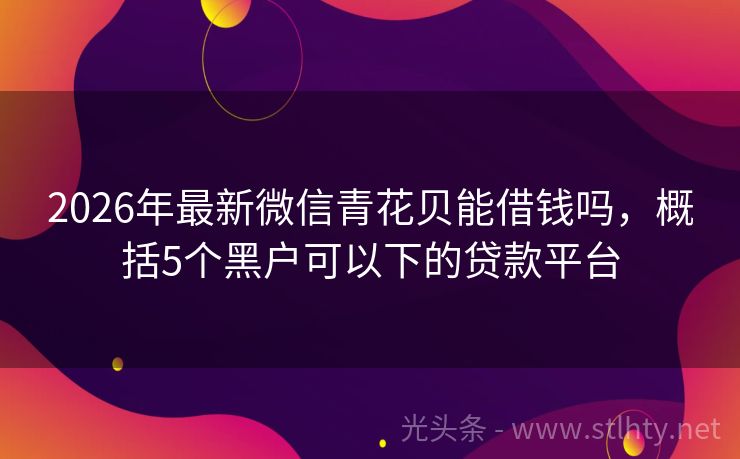 2026年最新微信青花贝能借钱吗，概括5个黑户可以下的贷款平台