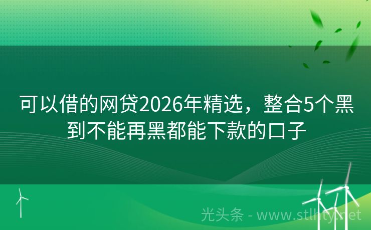 可以借的网贷2026年精选，整合5个黑到不能再黑都能下款的口子