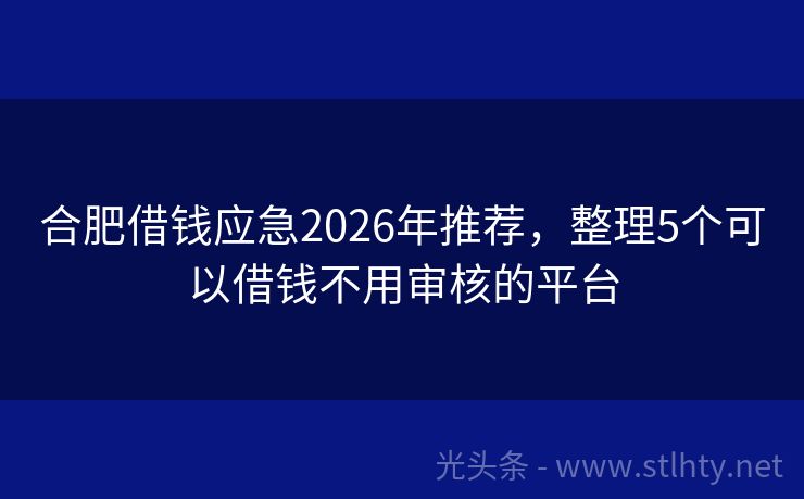 合肥借钱应急2026年推荐，整理5个可以借钱不用审核的平台