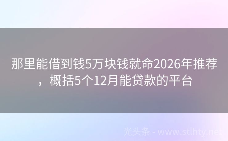 那里能借到钱5万块钱就命2026年推荐，概括5个12月能贷款的平台