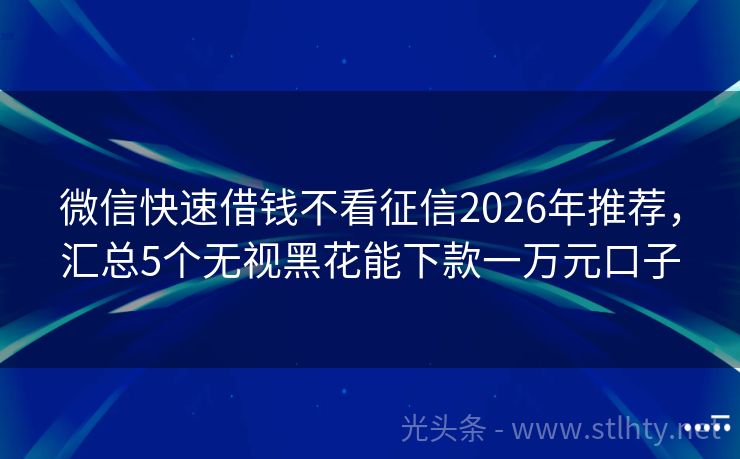 微信快速借钱不看征信2026年推荐，汇总5个无视黑花能下款一万元口子