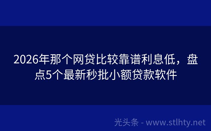 2026年那个网贷比较靠谱利息低，盘点5个最新秒批小额贷款软件