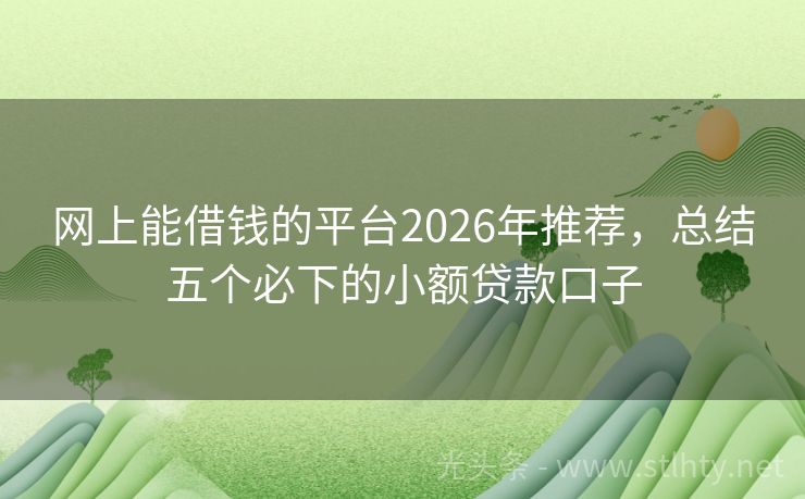 网上能借钱的平台2026年推荐，总结五个必下的小额贷款口子