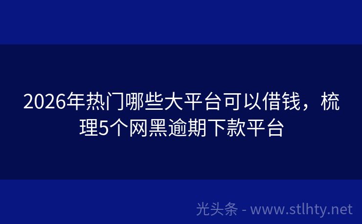 2026年热门哪些大平台可以借钱，梳理5个网黑逾期下款平台