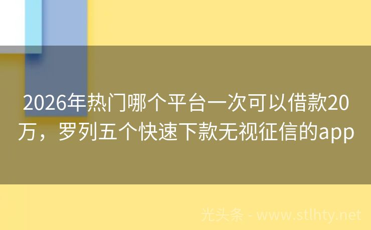 2026年热门哪个平台一次可以借款20万，罗列五个快速下款无视征信的app