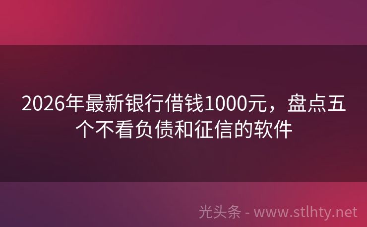2026年最新银行借钱1000元，盘点五个不看负债和征信的软件