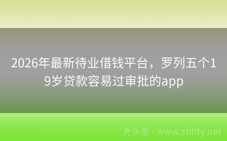 2026年最新待业借钱平台，罗列五个19岁贷款容易过审批的app
