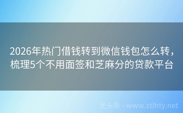 2026年热门借钱转到微信钱包怎么转，梳理5个不用面签和芝麻分的贷款平台