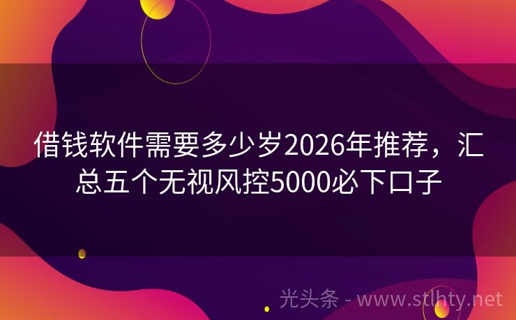 借钱软件需要多少岁2026年推荐，汇总五个无视风控5000必下口子