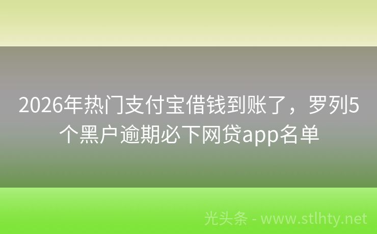 2026年热门支付宝借钱到账了，罗列5个黑户逾期必下网贷app名单
