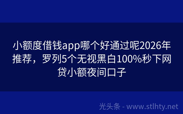 小额度借钱app哪个好通过呢2026年推荐，罗列5个无视黑白100%秒下网贷小额夜间口子