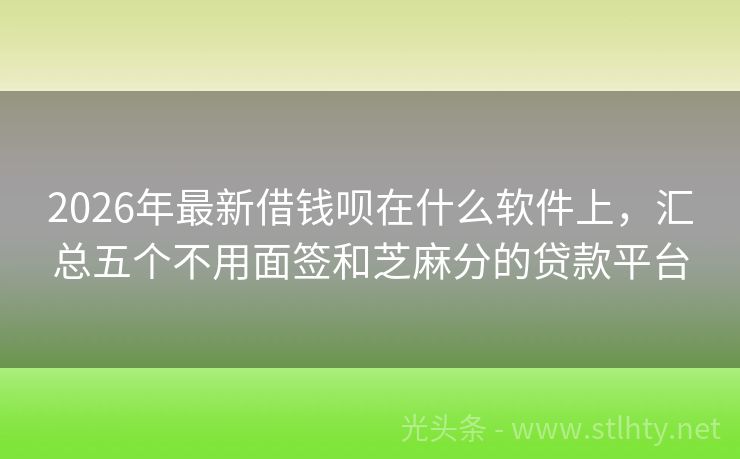 2026年最新借钱呗在什么软件上，汇总五个不用面签和芝麻分的贷款平台