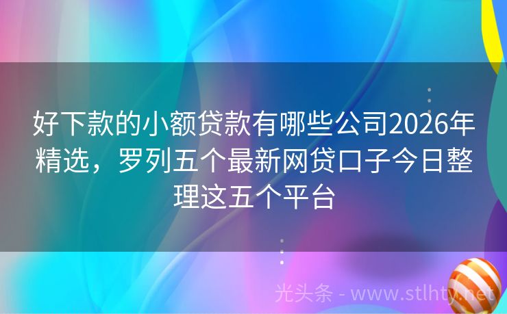 好下款的小额贷款有哪些公司2026年精选，罗列五个最新网贷口子今日整理这五个平台