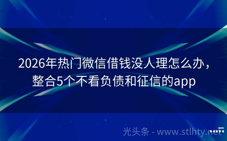 2026年热门微信借钱没人理怎么办，整合5个不看负债和征信的app