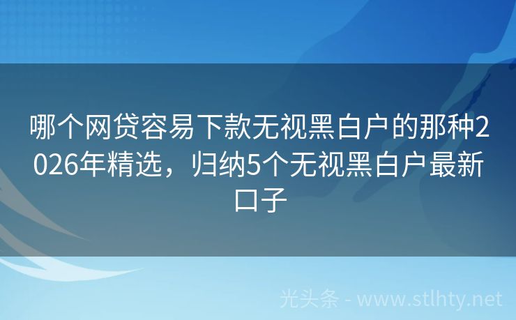 哪个网贷容易下款无视黑白户的那种2026年精选，归纳5个无视黑白户最新口子