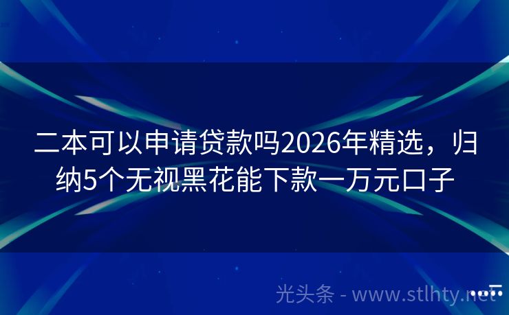 二本可以申请贷款吗2026年精选，归纳5个无视黑花能下款一万元口子