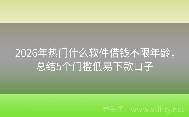 2026年热门什么软件借钱不限年龄，总结5个门槛低易下款口子
