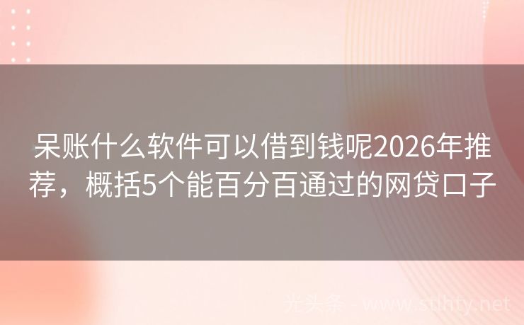呆账什么软件可以借到钱呢2026年推荐，概括5个能百分百通过的网贷口子
